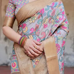 MAHARANI COUTURE Floral Printed Jamdani Saree image 2