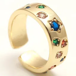 MAHTTAB Gold-Plated Cubic Zirconia studded Finger Ring image 4