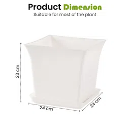 Kuber Industries 4-Pcs White Premium Flower Pots for Garden withBottomPlates image 2