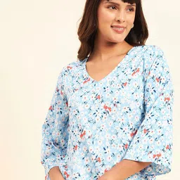 NEESH Floral Print Flared Sleeve Styled Back Top-picture-34
