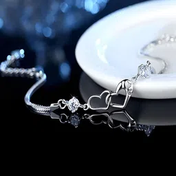 Jewels Galaxy Women Brass Crystals Silver-Plated Wraparound Bracelet-picture-49