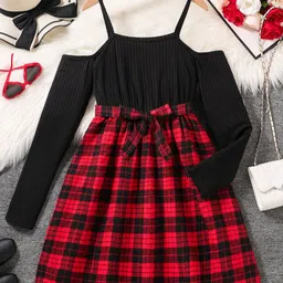 Oh Rare Girls Checked Shoulder Straps Fit & Flare Midi Dress-image-91