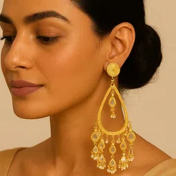 UnfoldSelf Gold Plated Kundan Chandbalis Earrings-picture-48