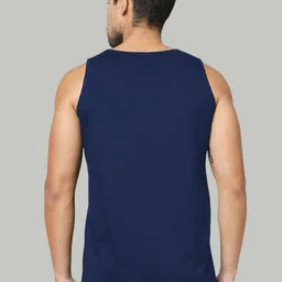 Organic Chics Pack Of 2 Printed Cotton Tank Vests Royal Avenger - Navy Spider_S image 3