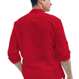 EdinWolf Men Solid Mandarin Collar Roll Up Sleeves Above Knee Kurta image 3