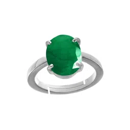 RRVGEM 3.50 Ratti Zambian Emerald Panna Silver Plated Ring-picture-19