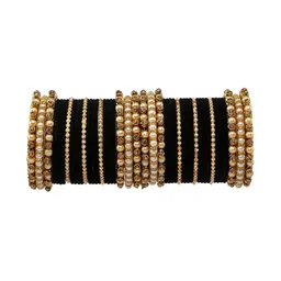 RIJOLI Women Gold-Plated Metal Alloy Artificial Stones and Beads Bangles Set-image-38