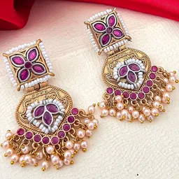 Zeviel Women Contemporary Oxidised Silver Peacock Chandbalis Drop Earrings-picture-36