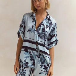 JC Mode Floral Printed Collared Shirt & Trousers Co-Ord Set image 2