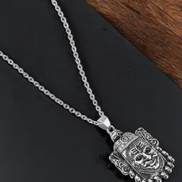 Mahi Rhodium-Plated Lord Shiva Mahakal Pendants with Chains image 1