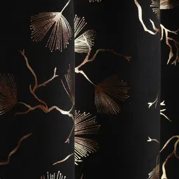 GEET CREATIONS Black Floral Window Curtain image 2