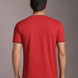 Louis Philippe Sport Textured Short Sleeves Round Neck Pure Cotton Slim Fit Casual T-shirt image 2