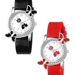 CSAMON Women Pack Of 2 Embellished Dial & Straps Analogue Watch 328 BLK315 RED315-picture-43