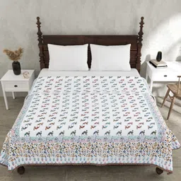 The Craft Monk Satrangi Camel Printed Pure Cotton AC Room 150 GSM Double Bed Dohar image 5