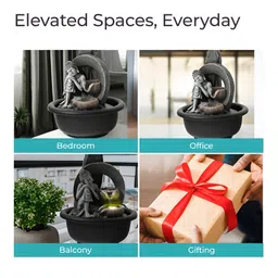 The Better Home Grey & Black Buddha Water Fountain For Home Decor - 19 cm image 5