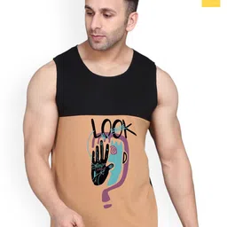 SLOWLORIS Men Pack Of 2 Printed Bio-Wash Combed Cotton Gym Vests-picture-18