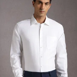 Louis Philippe Self Design Long Sleeves Pure Cotton Formal Shirt-image-74