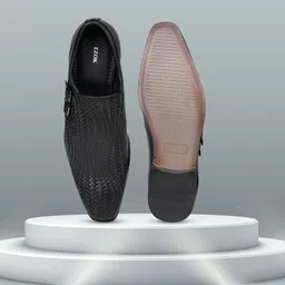 EZOK Men Woven Design Leather Slip-On Sneakers-image-40