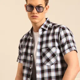 THE BEETEL HOUSE Men Relaxed Fit Checked Spread Collar Cotton Casual Shirt-picture-28
