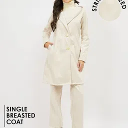 Athena Striped Notched Lapel Longline Trench Coat image 3