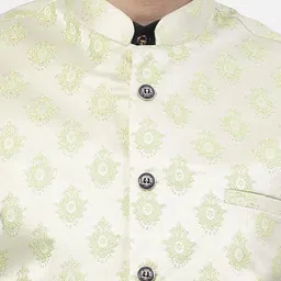 TS LIFESTYLE Woven Design Mandarin Collar Straight Kurta With Churidar & Nehru jacket image 5
