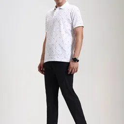 JADE BLUE Men Slim Fit Mid-Rise Flat-Front Cotton Trousers image 5