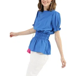 YANA FASHION Puff Sleeve Peplum Top image 4