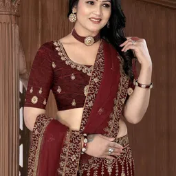 SWADESI STUFF Embellished Semi-Stitched Lehenga & Blouse With Dupatta image 2