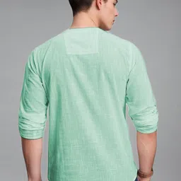 Navkanj Band Collar Roll-Up Sleeves Straight Short Kurta image 5