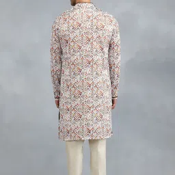 THE KURTA COMPANY Abstract Printed Band Collar Straight Kurta image 4