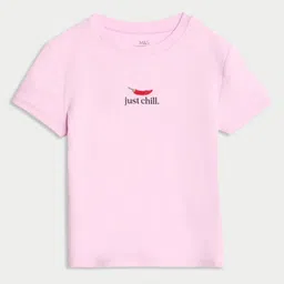 Marks & Spencer Girls Solid Round Neck T-shirt image 3