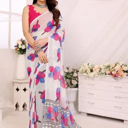 HERE&NOW Floral Pure Georgette Saree image 5