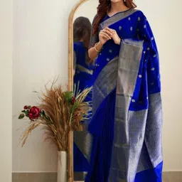 VelvetHue Woven Design Zari Silk Blend Handloom Banarasi Saree image 2