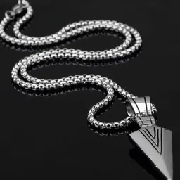 P. R. PRINTS Men Silver-Plated Arrow Pendant With Chain image 1