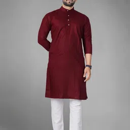 DVILLA Men Cotton Solid Straight Kurta-picture-12
