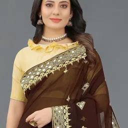 Prettyage Embellished Mirror Work Poly Georgette Heavy Work Banarasi Saree image 4