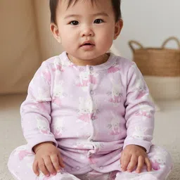 Juniors by Babyshop Girls Printed Round Neck Sleepsuit with Print image 4