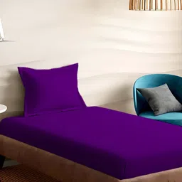 Sleeping Owls Purple Cotton 210 TC Single Bedsheet with 1 Pillow Cover- 60 Inch X 90 Inch-picture-40