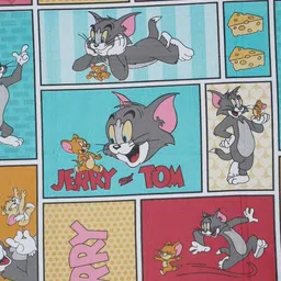 Myntra Elegant Homes Blue & Pink Cartoon Characters 400 TC King Bedsheet with 2 Pillow Covers image 4