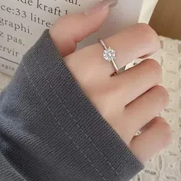 DressBerry Silver-Plated Cubic Zirconia StuddedFingerRing image 5