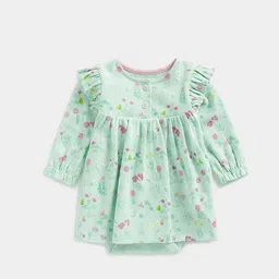 mothercare Girls Floral Print Puff Sleeves Knee Length A-Line Dress-picture-22