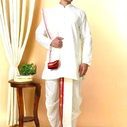 TATTVA Men Regular Kurta with Dhoti Pants & With Dupatta-picture-19