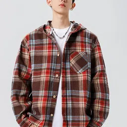 StyleCast x Revolte Men Checked Hooded Casual Shirt-picture-17