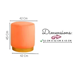 Shadowkart Set Of 2 Peach-Coloured & Yellow Wooden Velvet Ottomans image 3