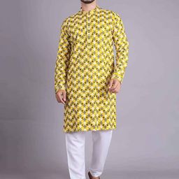ALMORA Men Ethnic Motifs Embroidered Regular Sequinned Pure Cotton Kurta with Pyjamas-picture-9