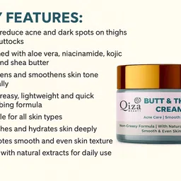 qiza beauty Butt & Thigh Cream for Smooth & Even Skin | Acne Care | Non-Greasy Formula Intimate Moisturizer image 3