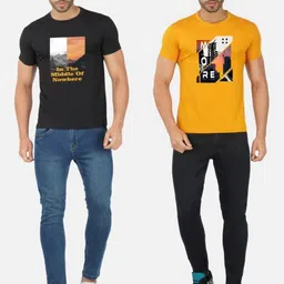 GLOBAL NOMAD Men 2 Printed Bio Finish Applique T-shirt image 5