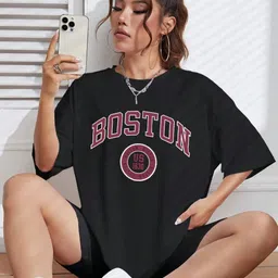 Calm Down Typography Printed Drop-Shoulder Sleeves Cotton Oversized T-shirt image 2