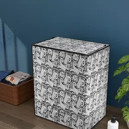 Myntra Elegant Homes Black & White Waterproof Washing Machine Cover With Zip image 5