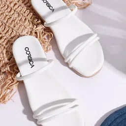 CORSICA Women Solid Round Toe Open Toe Flats with Bows image 3